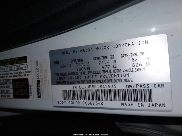 Продаж на аукціоні авто 2013 Mazda Mazda3 I Sport, vin: JM1BL1UP8D1845935, номер лоту: 45388179