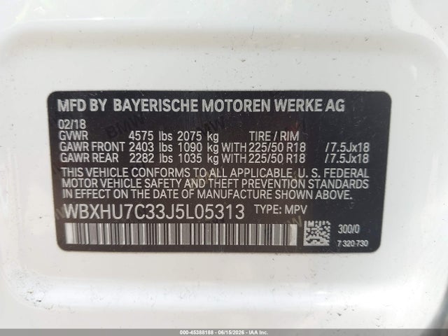 Продаж на аукціоні авто 2018 Bmw X1 Sdrive28i, vin: WBXHU7C33J5L05313, номер лоту: 45388188