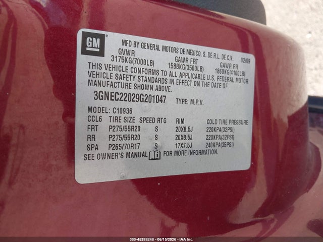 Aukcja sprzedaży 2009 Chevrolet Avalanche 1500 Lt1, vin: 3GNEC22029G201047, numer aukcji: 45388248