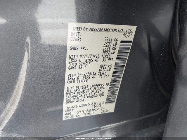 Nissan Titan Pro-4x 4x4 2021 1N6AA1ED1MN526145 Image 9