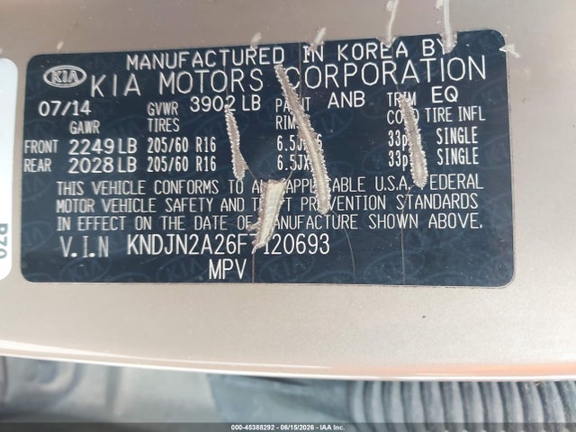 Продаж на аукціоні авто 2015 Kia Soul, vin: KNDJN2A26F7120693, номер лоту: 45388292