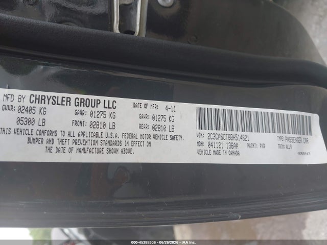 45388306 :رقم المزاد ، 2C3CA6CT6BH514621 vin ، 2011 Chrysler 300c مزاد بيع