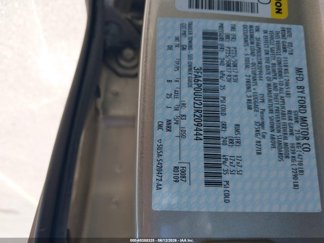 Ford Fusion Hybrid S 2018 3FA6P0UU2JR209444 Image 9