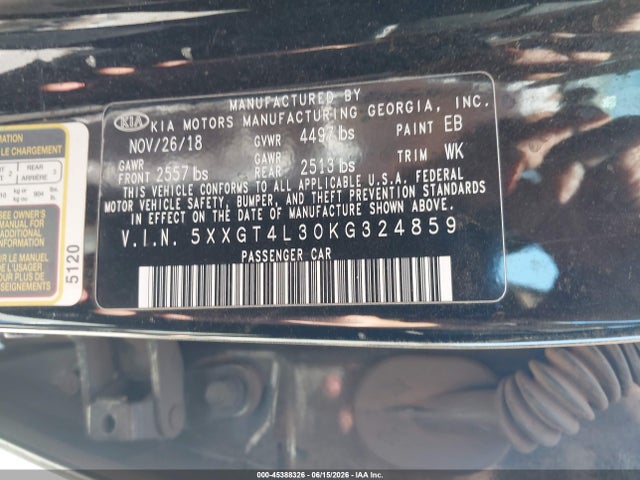 KIA Optima Lx 2019 5XXGT4L30KG324859 Image 9