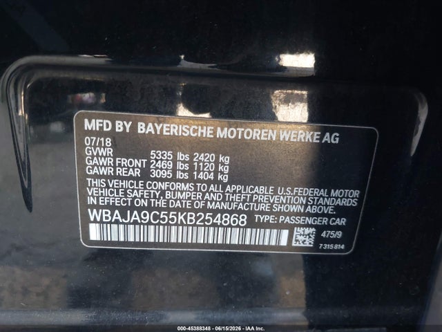 BMW 530e Iperformance 2019 WBAJA9C55KB254868 Image 9