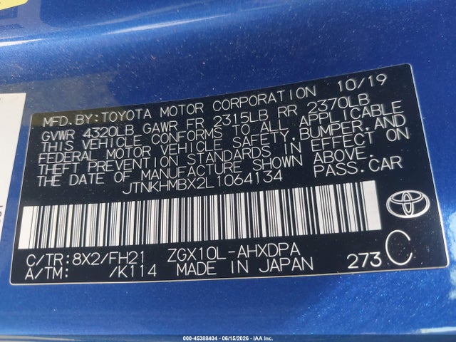 Toyota C-HR LE 2020 JTNKHMBX2L1064134 Image 9