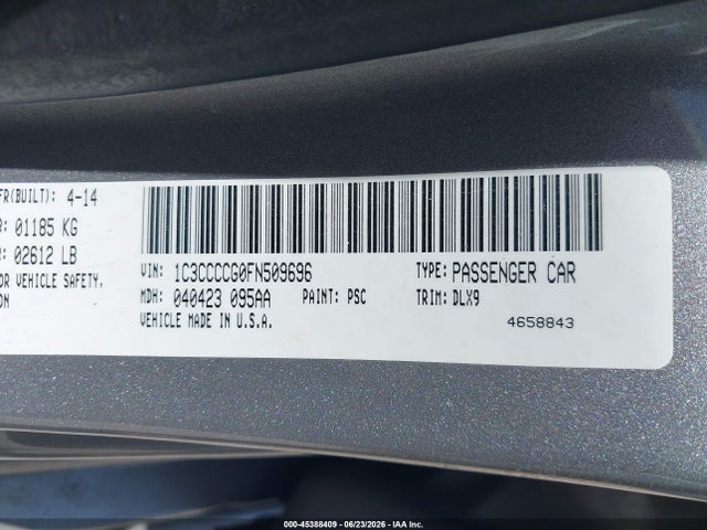 Aukcja sprzedaży 2015 Chrysler 200 C, vin: 1C3CCCCG0FN509696, numer aukcji: 45388409
