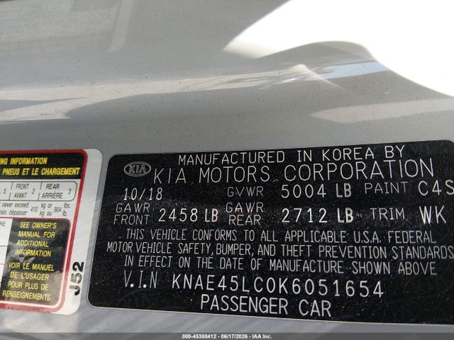 KIA Stinger Gt1 2019 KNAE45LC0K6051654 Image 9