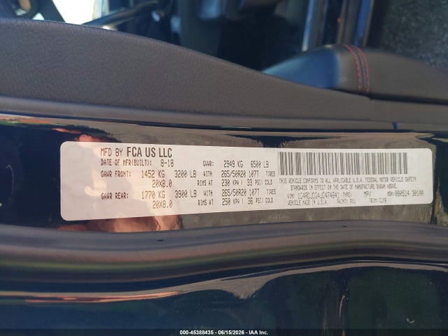 45388435 :رقم المزاد ، 1C4RDJDG4JC474641 vin ، 2018 Dodge Durango Gt Awd مزاد بيع