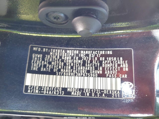 Toyota COROLLA SE 2017 5YFBURHE3HP675960 Image 9