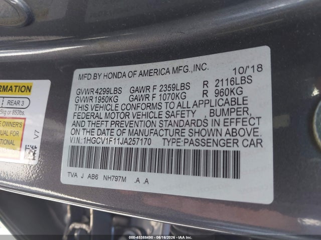 1HGCV1F11JA257170 Honda ACCORD LX