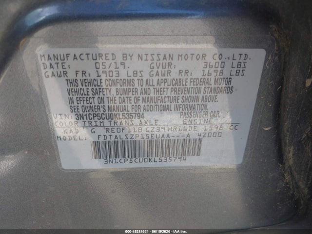 Nissan KICKS SV 2019 3N1CP5CU0KL535794 Image 9