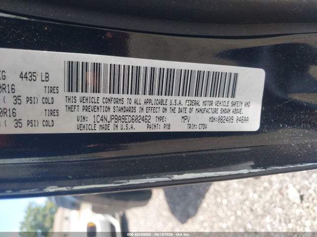 2014 Jeep Patriot Sport მანქანა იყიდება აუქციონზე, vin: 1C4NJPBA9ED602462, აუქციონის ნომერი: 45388560