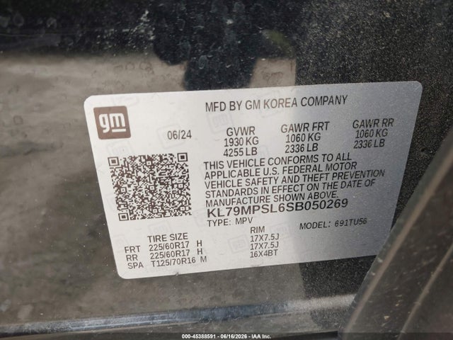 KL79MPSL6SB050269 Chevrolet Trailblazer Fwd Lt