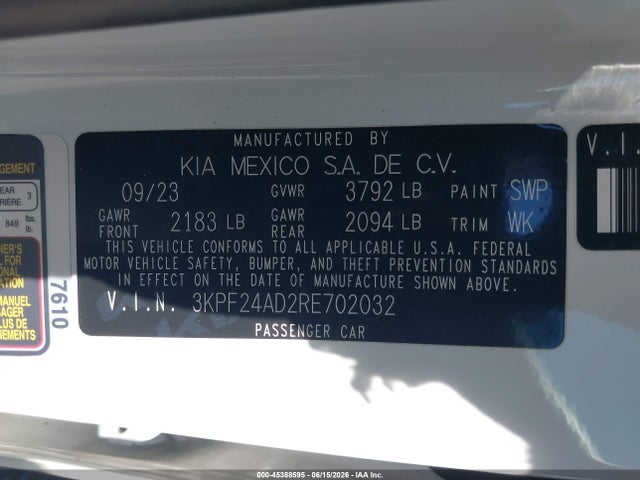 KIA Forte Lxs 2024 3KPF24AD2RE702032 Image 9