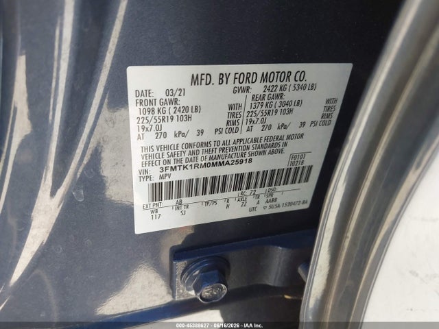 Ford Mustang Mach-e Select 2021 3FMTK1RM0MMA25918 Image 9