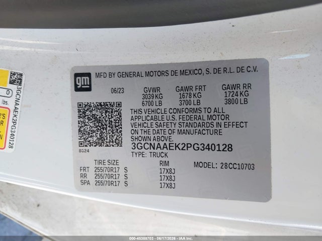 3GCNAAEK2PG340128 Chevrolet Silverado 1500 2wd Standard Bed Wt
