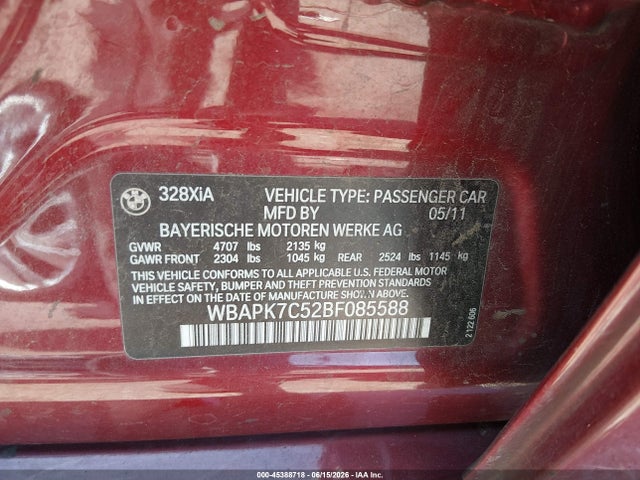 Aukcja sprzedaży 2011 Bmw 328i Xdrive, vin: WBAPK7C52BF085588, numer aukcji: 45388718