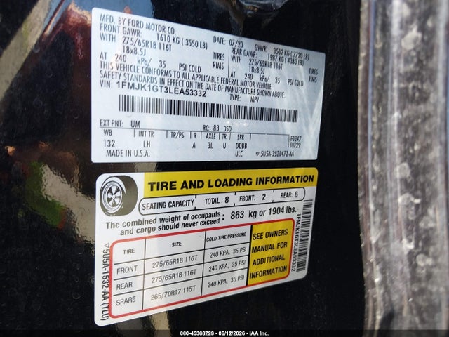 Ford Expedition Xl Max 2020 1FMJK1GT3LEA53332 Image 9