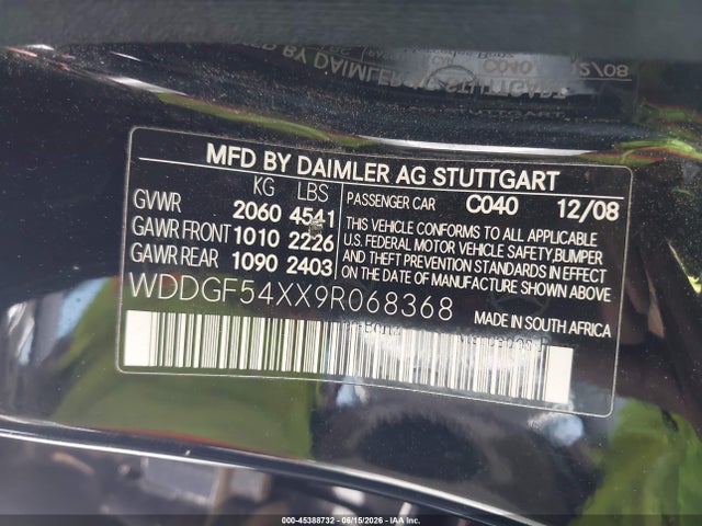Aukcja sprzedaży 2009 Mercedes-benz C 300 Sport, vin: WDDGF54XX9R068368, numer aukcji: 45388732