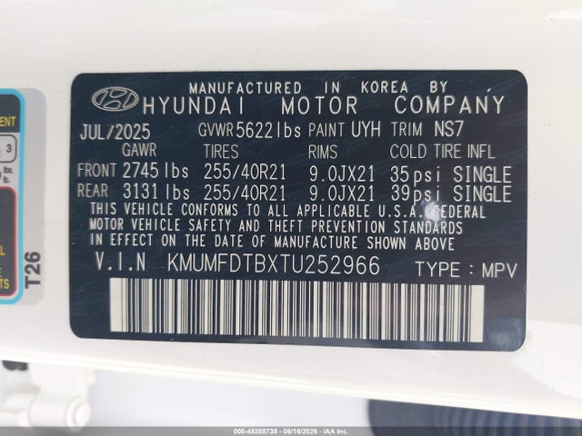 45388735 :رقم المزاد ، KMUMFDTBXTU252966 vin ، 2026 Genesis Gv70 2.5t Sport Prestige مزاد بيع