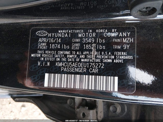 Aukcja sprzedaży 2014 Hyundai Accent Se, vin: KMHCU5AE0EU175272, numer aukcji: 45388737