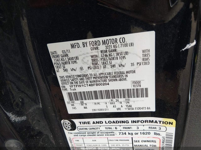 Aukcja sprzedaży 2011 Ford F-150 Xlt, vin: 1FTFW1CT4BFB00204, numer aukcji: 45388749