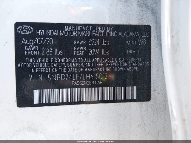 Hyundai ELANTRA SE 2020 5NPD74LF7LH615012 Image 9