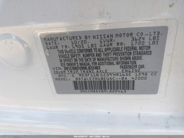 Nissan Versa S Xtronic Cvt 2021 3N1CN8DV8ML822463 Image 9