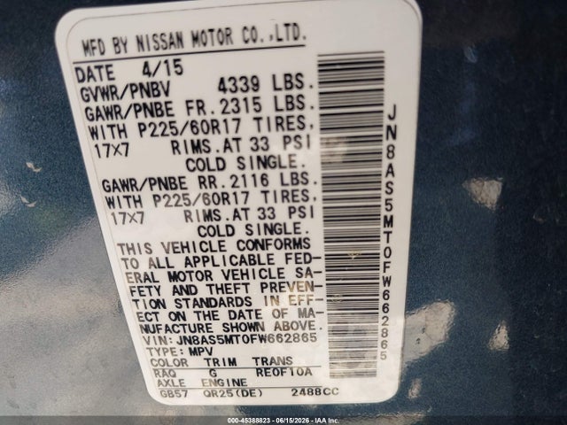Nissan Rogue Select S 2015 JN8AS5MT0FW662865 Image 9