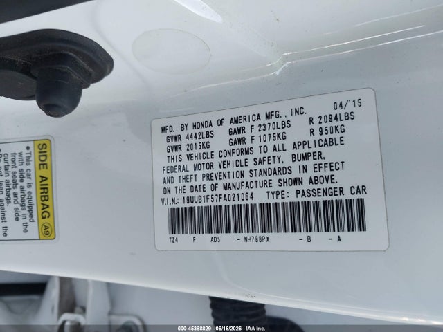 19UUB1F57FA021064 Acura TLX TECH