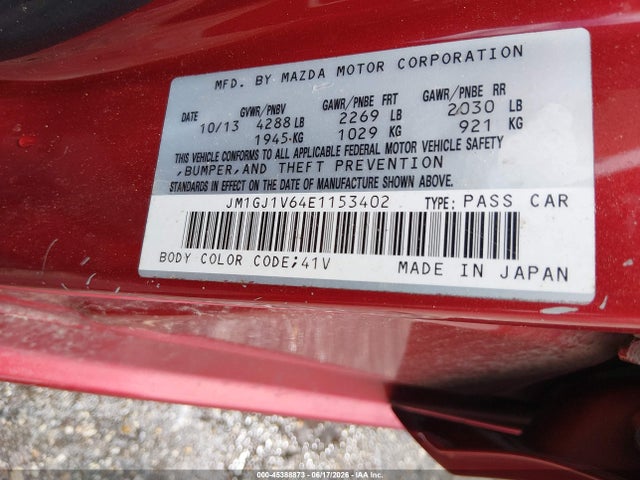Aukcja sprzedaży 2014 Mazda Mazda6 I Touring, vin: JM1GJ1V64E1153402, numer aukcji: 45388873