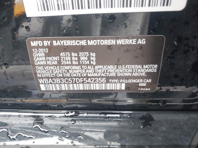 Aukcja sprzedaży 2013 Bmw 328i Xdrive, vin: WBA3B3C57DF542356, numer aukcji: 45388908