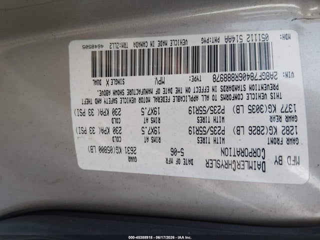 45388918 :رقم المزاد ، 2A8GF78406R888978 vin ، 2006 Chrysler Pacifica Limited مزاد بيع