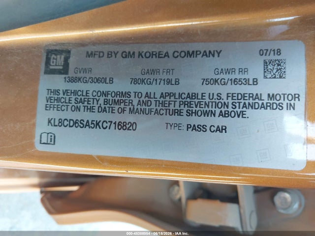 Chevrolet Spark 1lt Cvt 2019 KL8CD6SA5KC716820 Image 9