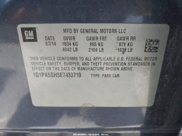 1G1PA5SH5E7433719 Chevrolet Cruze Ls Auto