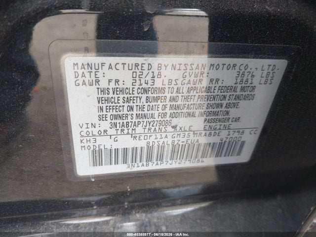 Nissan SENTRA S 2018 3N1AB7AP7JY279086 Image 9