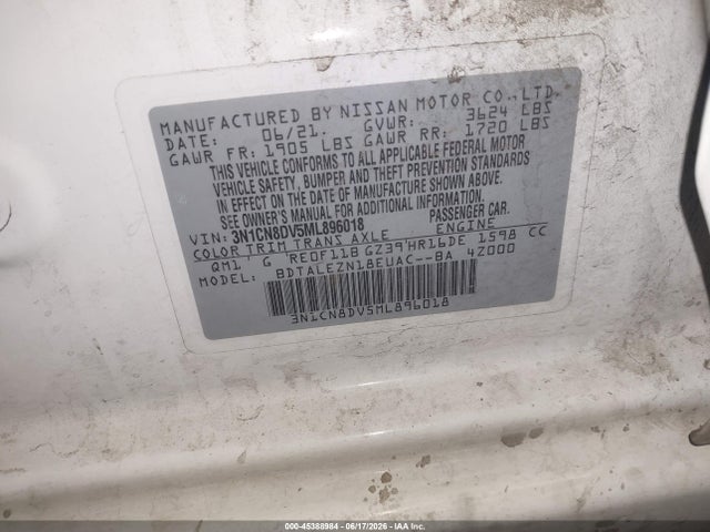 Nissan Versa S Xtronic Cvt 2021 3N1CN8DV5ML896018 Image 9