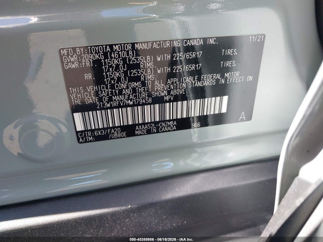 Toyota Rav4 Xle 2021 2T3W1RFV7MW179458 Image 9