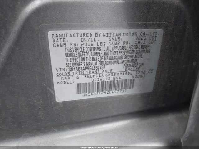 3N1AB7AP9GL657737 Nissan SENTRA SV