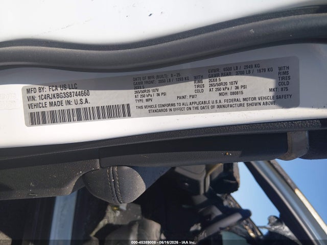 1C4RJKBG3S8744660 Jeep Grand Cherokee L Limited 4x4