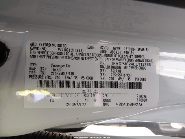 Ford FOCUS SE 2014 1FADP3F24EL112755 Image 9