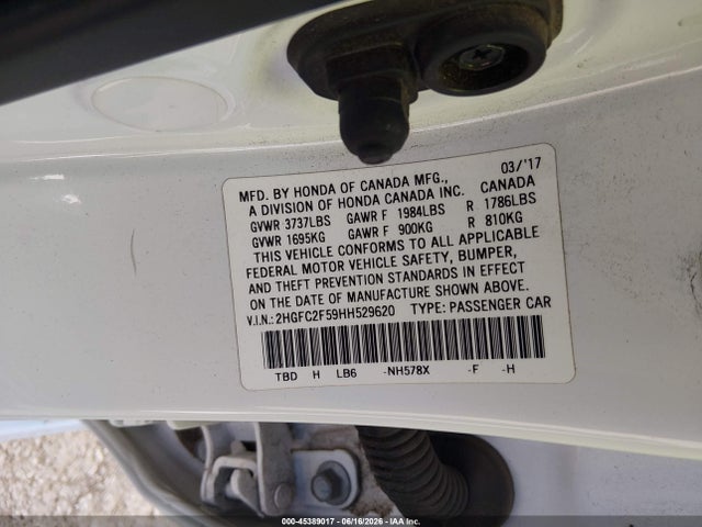 Honda Civic Lx 2017 2HGFC2F59HH529620 Image 9
