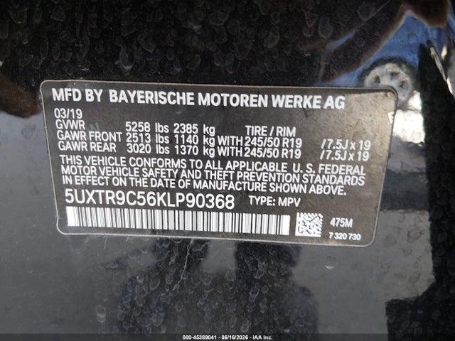 BMW X3 Xdrive30i 2019 5UXTR9C56KLP90368 Image 9