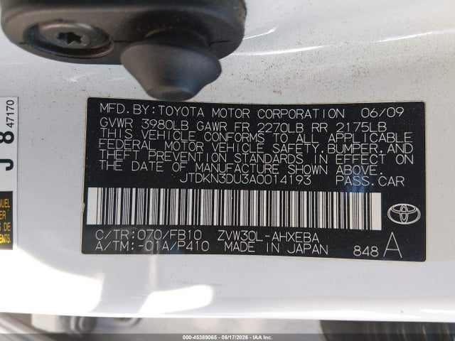 Продажа на аукционе авто 2010 Toyota Prius Ii, vin: JTDKN3DU3A0014193, номер лота: 45389065