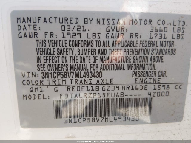 Nissan Kicks S Xtronic Cvt 2021 3N1CP5BV7ML493430 Image 9