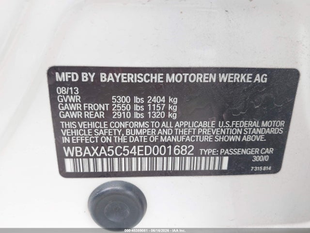 Auction sale of the 2014 Bmw 535d, vin: WBAXA5C54ED001682, lot number: 45389081