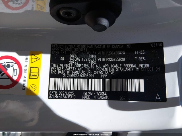 Aukcja sprzedaży 2016 Lexus Rx 450h F Sport, vin: 2T2BGMCA7GC005191, numer aukcji: 45389095