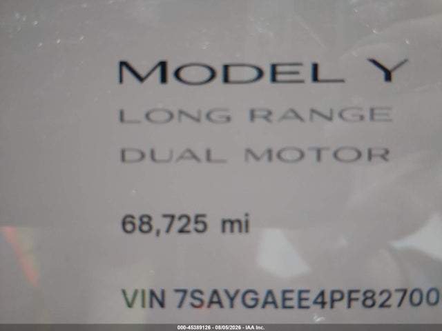 Продаж на аукціоні авто 2023 Tesla Model Y Awd/long Range Dual Motor All-wheel Drive, vin: 7SAYGAEE4PF827006, номер лоту: 45389126