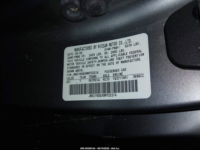 Продажа на аукционе авто 2009 Infiniti G37, vin: JNKCV66EX9M722214, номер лота: 45389144